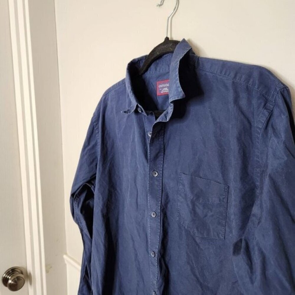 Untukit Solid Navy Blue Button Down Shirt - image 2